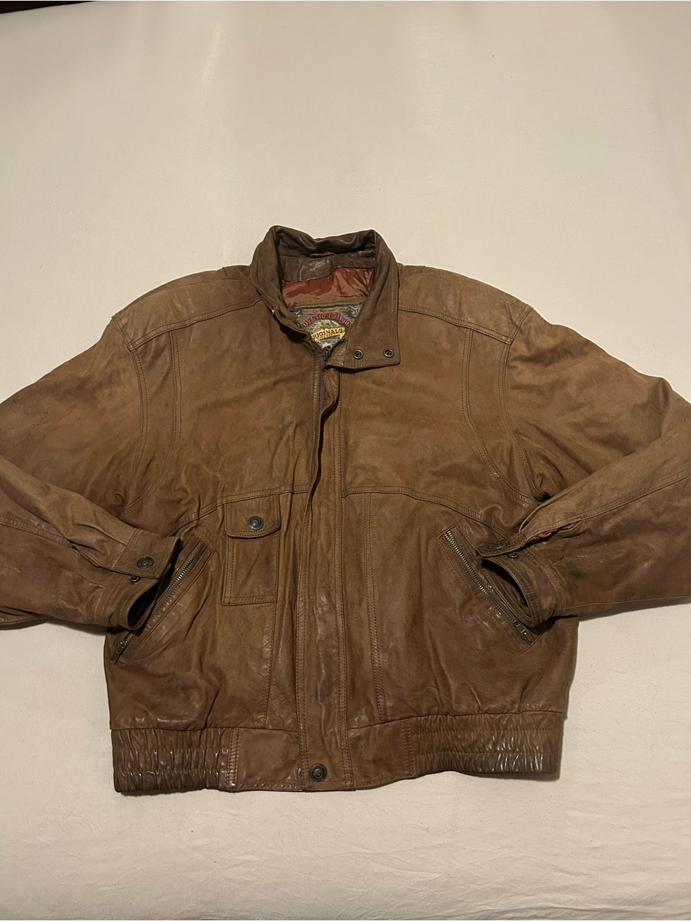 Men's Brown Leather Bomber Jacket - Classic Casual Bomber